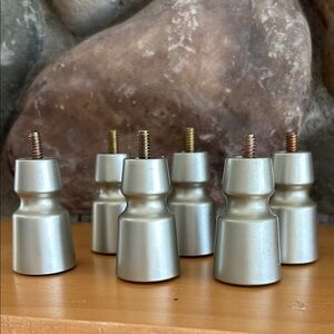 Set of Six Silver toned knobs handles door knobs small furniture feet 1.25” diam